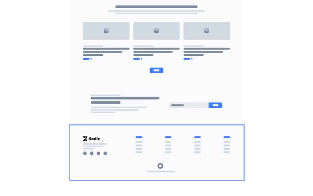 Fonctionnalités footer site web vitrine